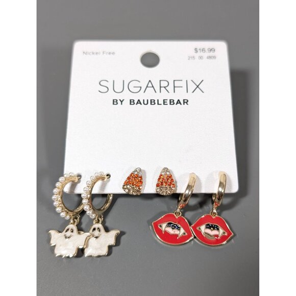 SUGARFIX by BaubleBar Halloween Earrings Set of 3 Candy Corn Ghost Vamp - Picture 1 of 6